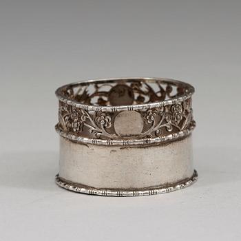A cigarr box, salt and match box holder, export silver, partially Chen Hua, early 20th century.
