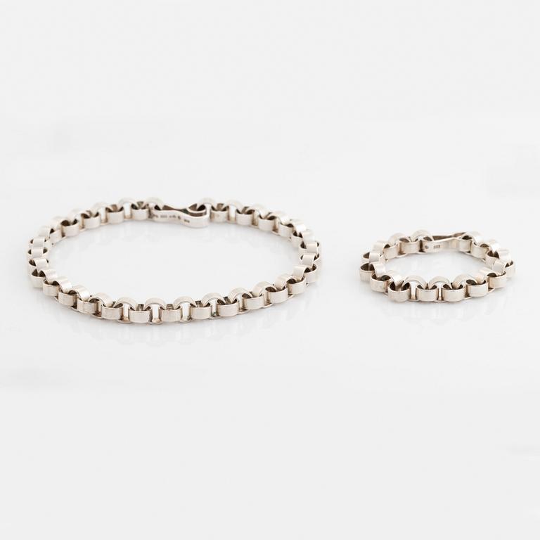 Cecilia Johansson, necklace and bracelet, sterling silver.