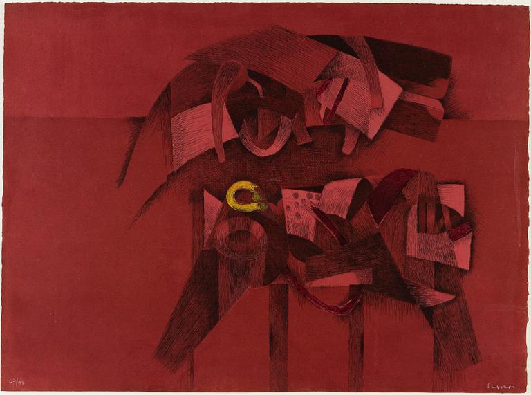 Fernando de Szyszlo Valdelomar, etching in colours, signed 67/99.