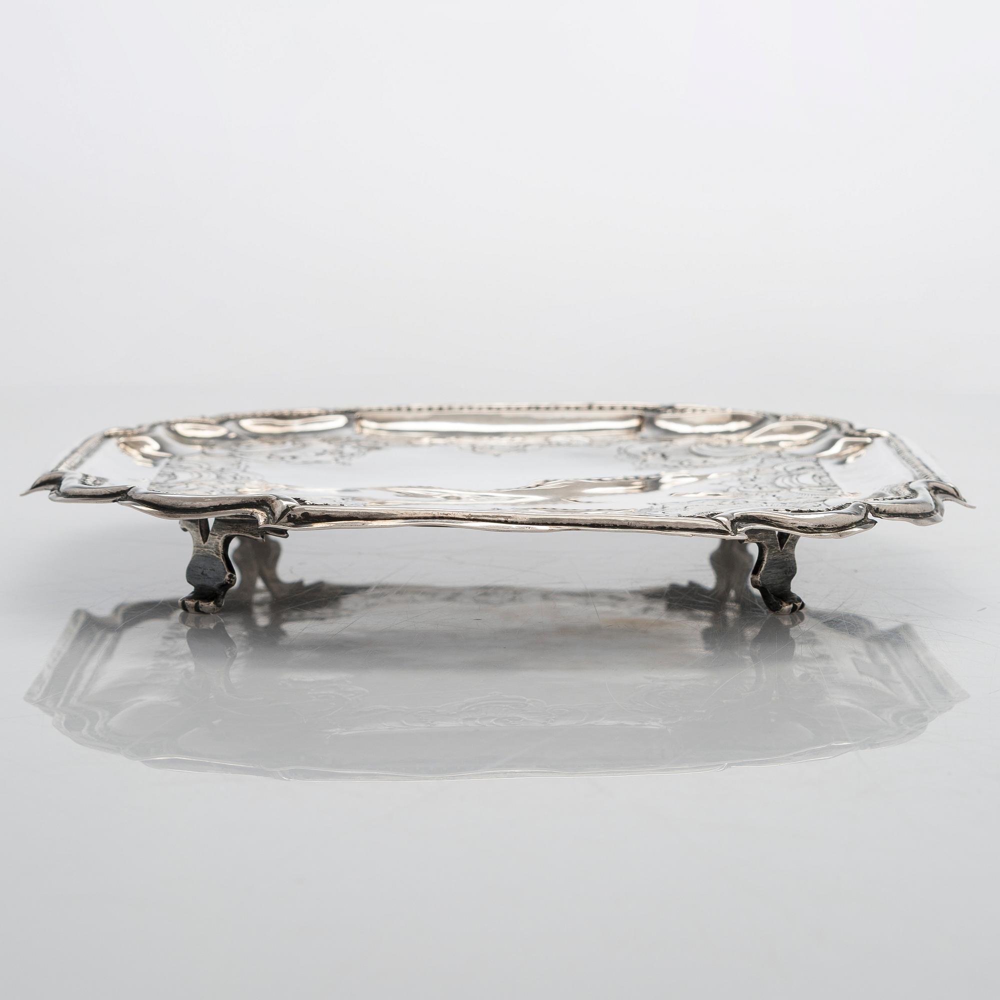 A Russian mid-18th-century silver salver, maker's mark of Fedor Petrov, Moscow 1756.