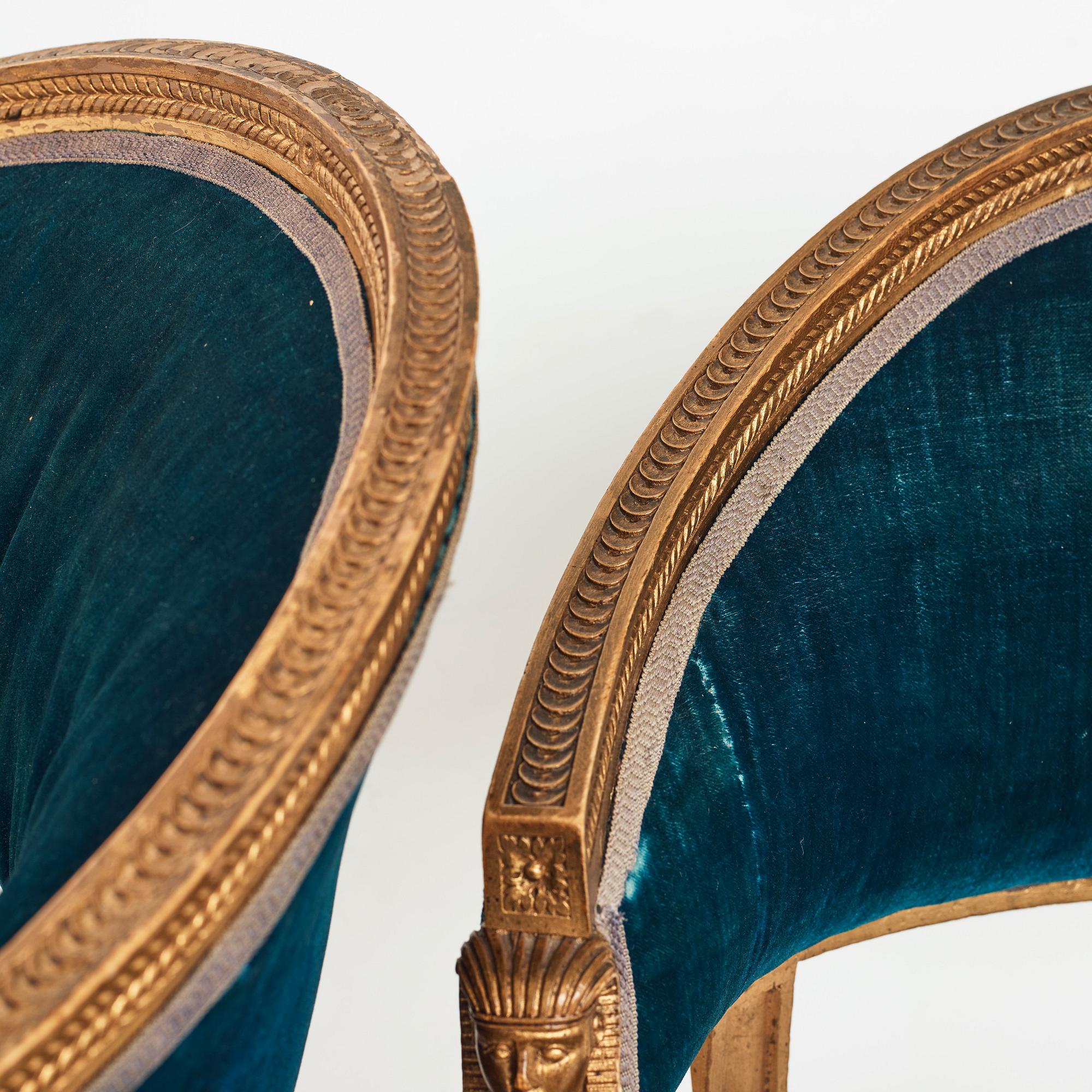 A pair of late Gustavian armchairs by Ephraim Ståhl (master in Stockholm 1794-1820).