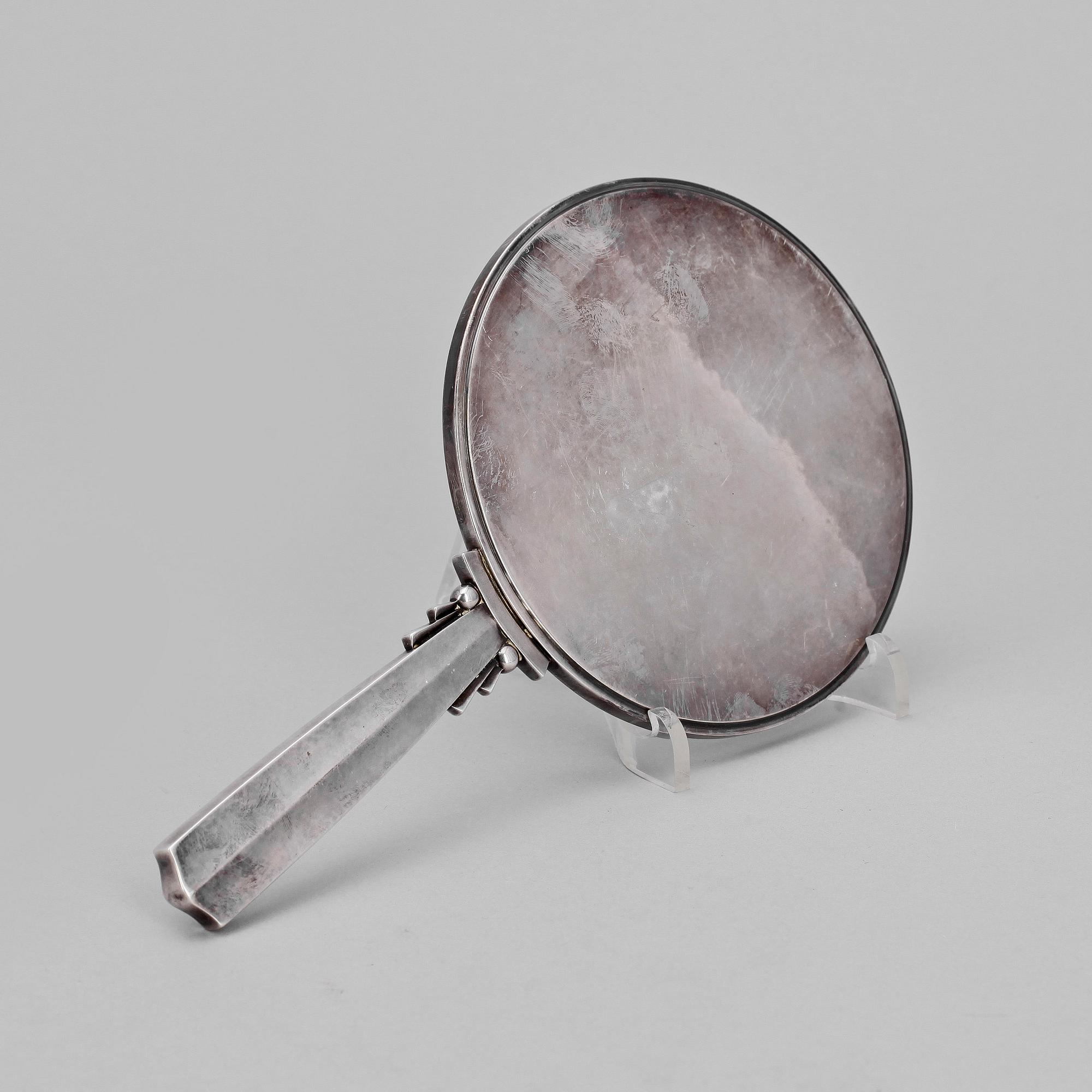 HANDSPEGEL och BORSTE, silver, Georg Jensen, Köpenhamn, Danmark, 1900-tal.