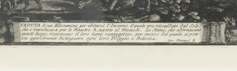 Giovanni Battista Piranesi,  "Veduta di un Eliocamino per abitarvi l'Inverno...".