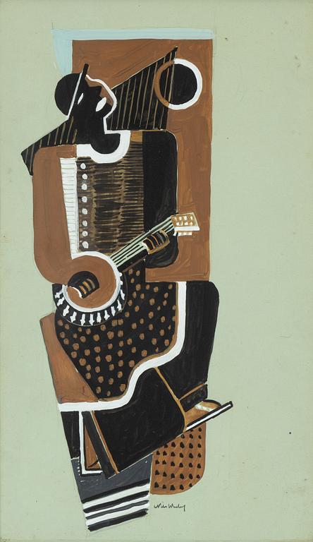 Nils Wedel, gouache, signed.