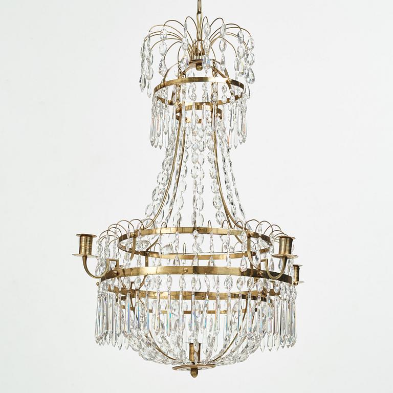 A late Gustavian early 19th Century five-light chandelier.