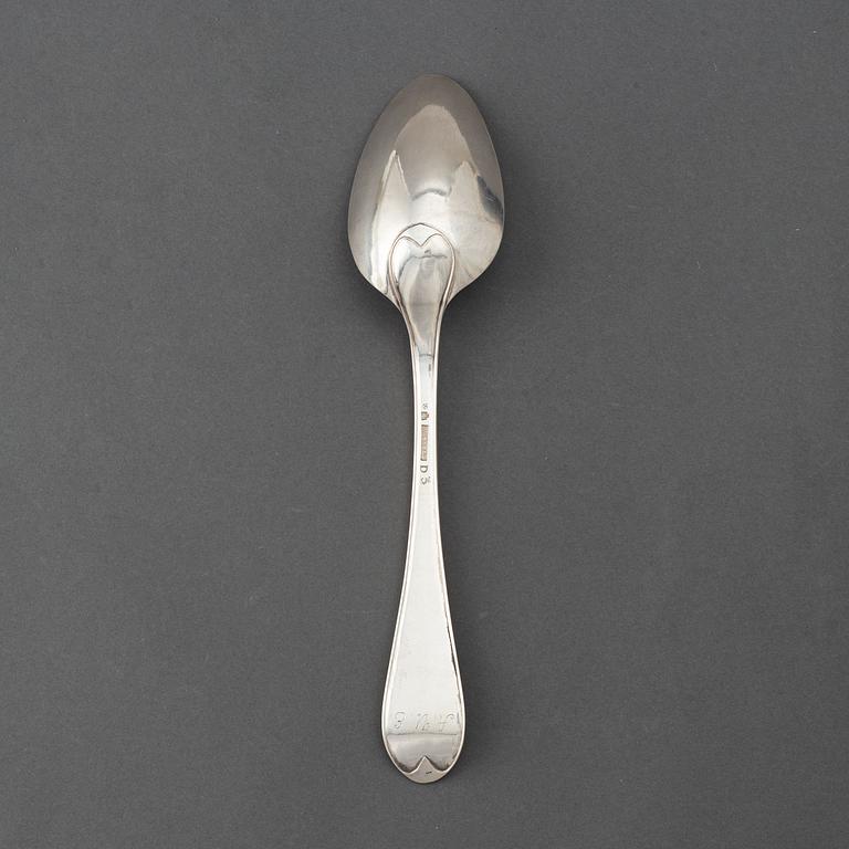 A swedish silver serving spoon, mark of Niklas Ramberg, Lund 1810.