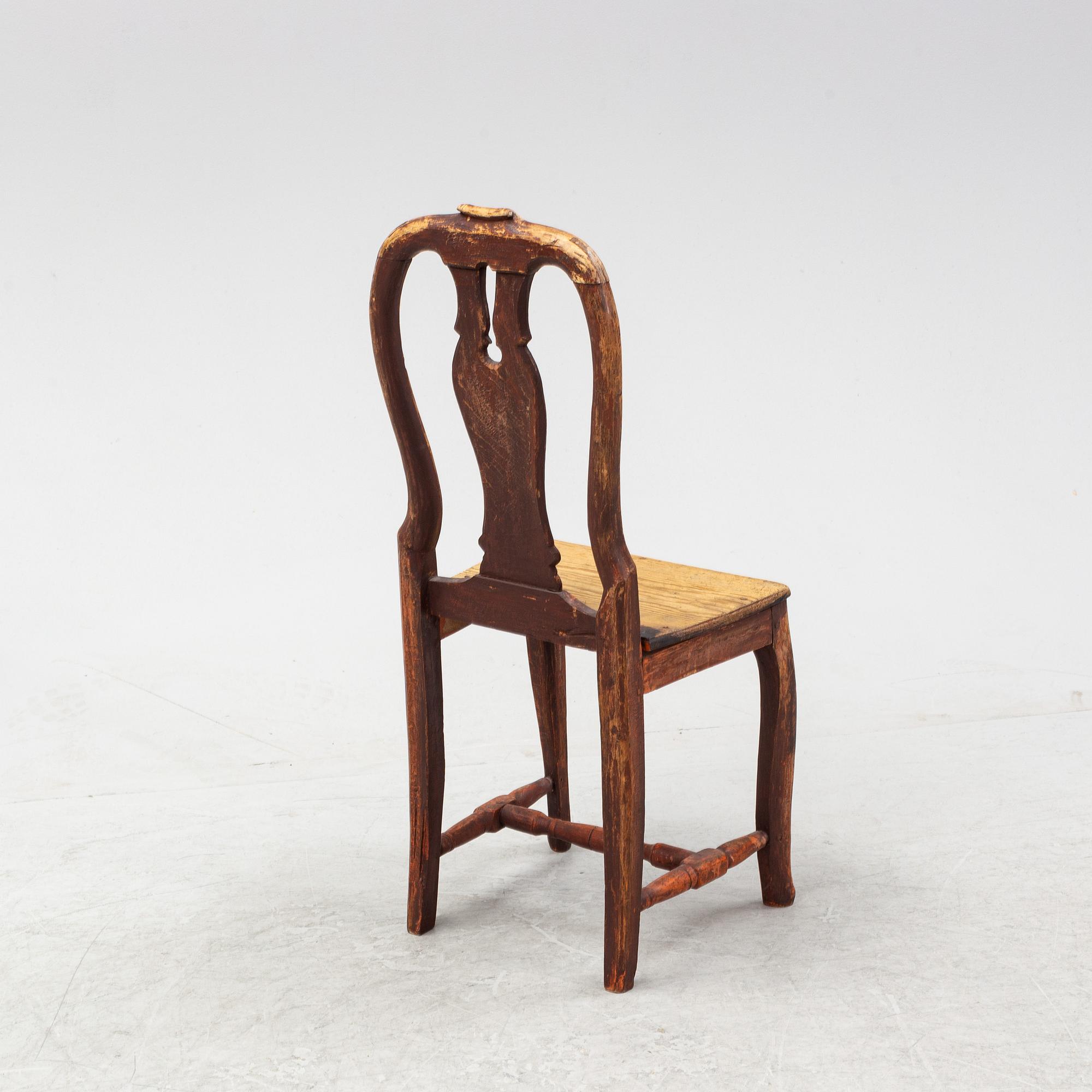 A rococo chair. presumably from Jämtland, second half of the 18th Century.