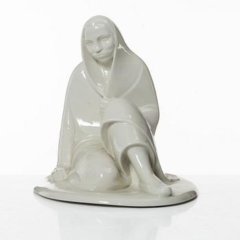 E Barlach, figurine, porcelain "Sitting Girl" 1908.