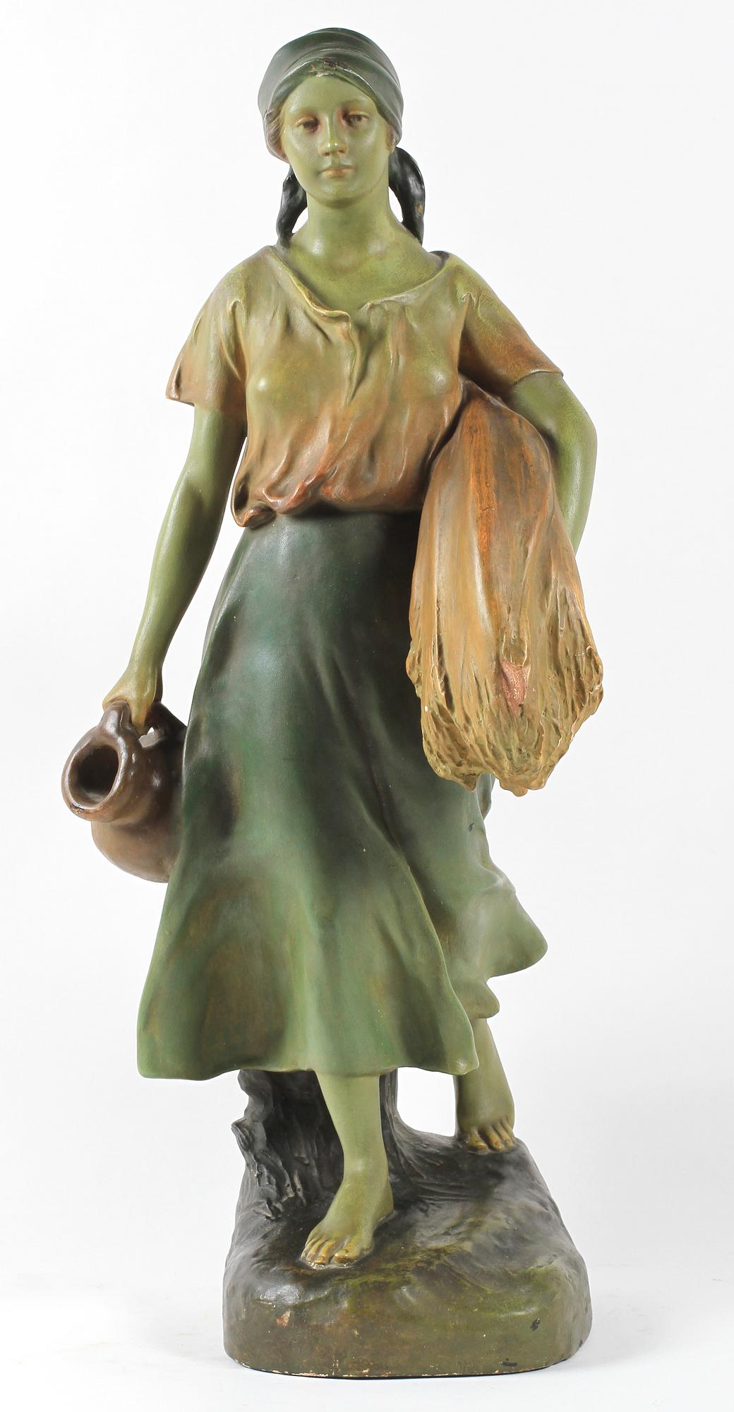 SKULPTUR, patinerat gips, otydl stämpelsign, 1900-tal.