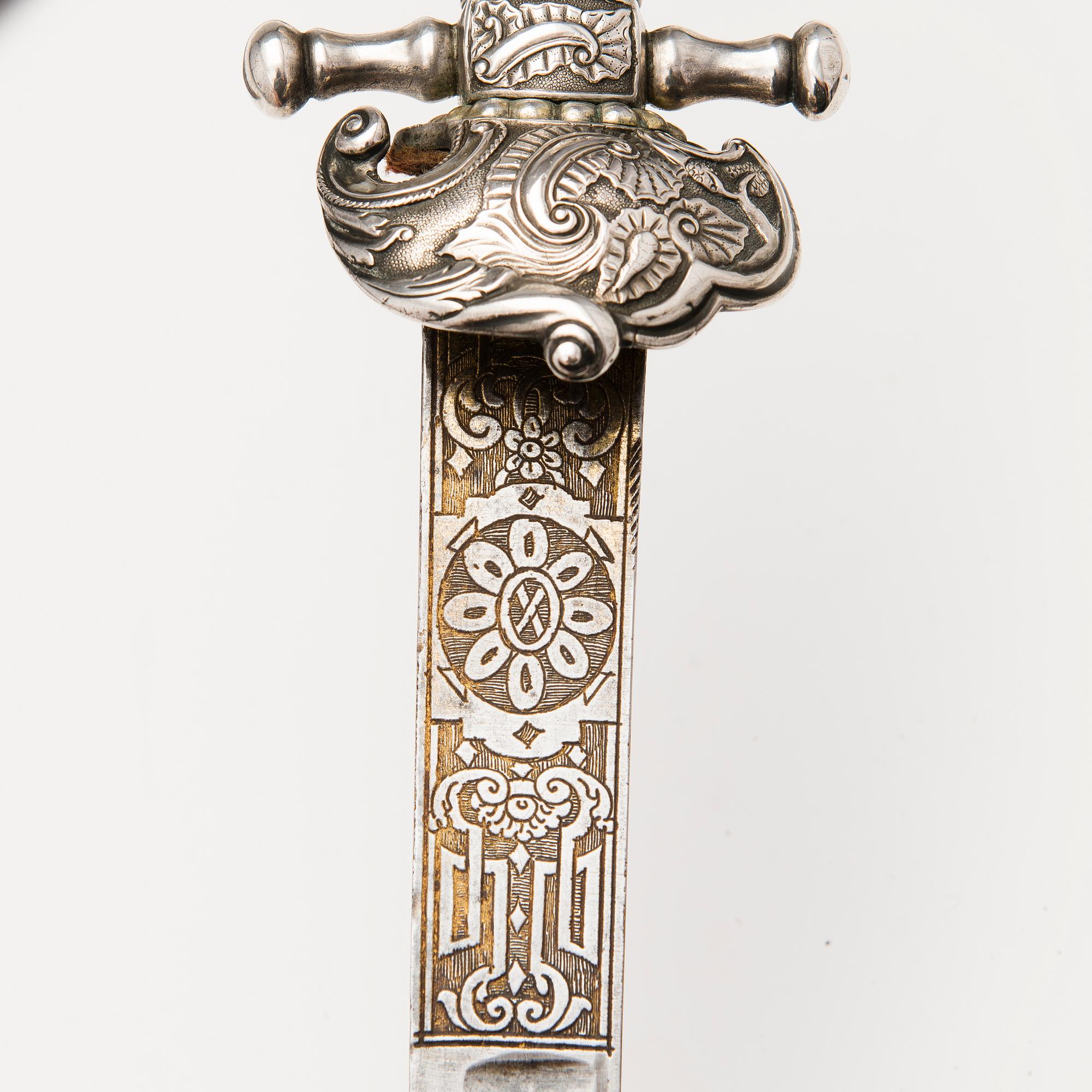 A Danish 18th Century silver-mounted hunting dagger.
