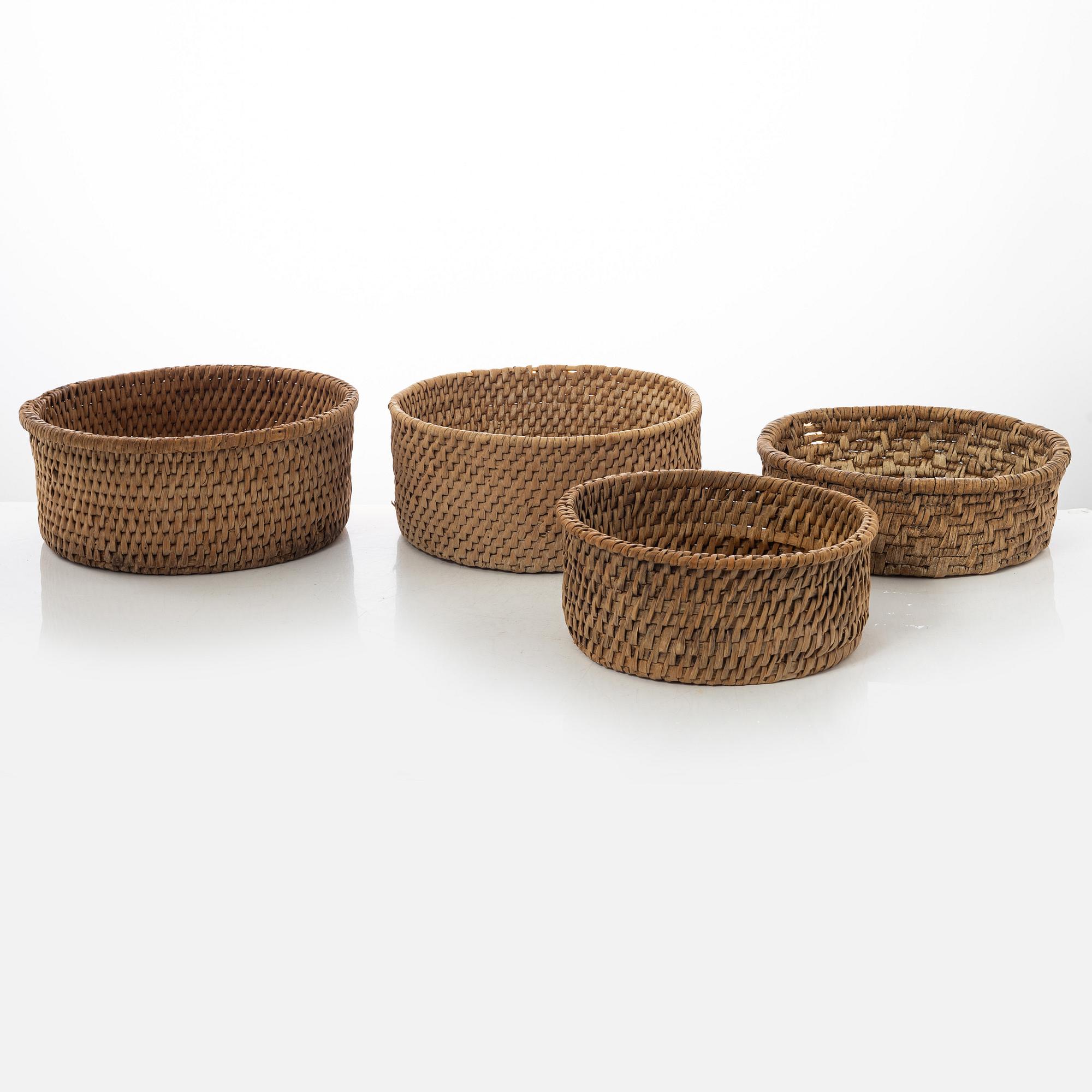 Root baskets, 4 pcs, folk art, 19th century.