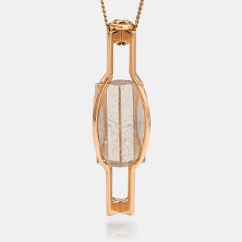 Elis Kauppi, A 14K gold necklace with a rutile quartz. Kupittaan kulta, Turku.