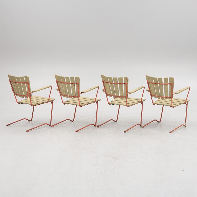 A set of four garden chairs, Arbrå stålmöbler, mid 20th century.