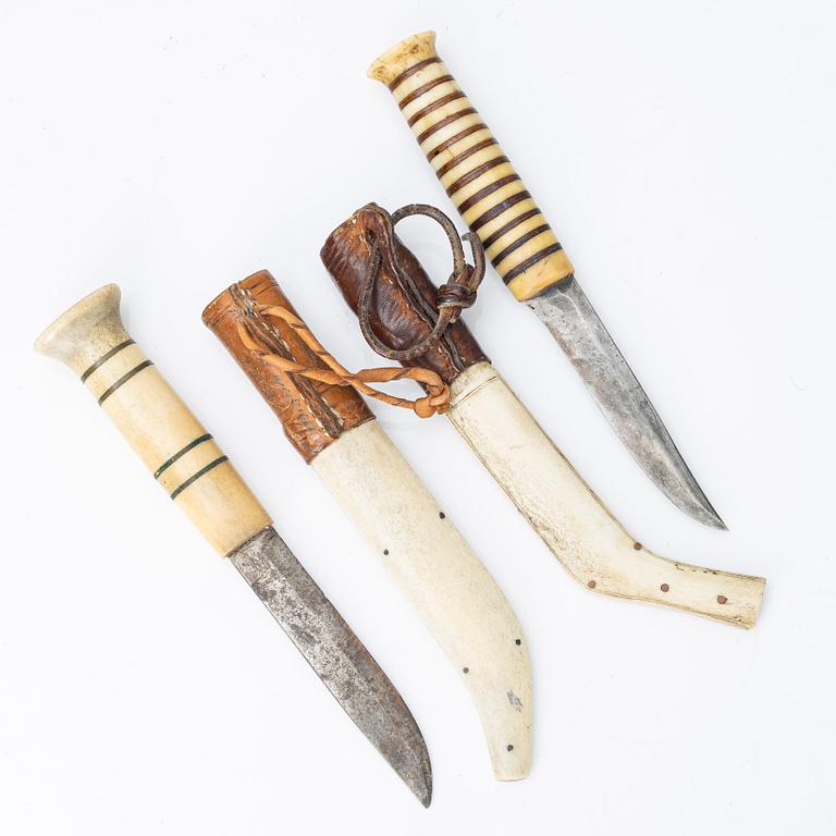 Two  unsigned reindeer antler knives.
