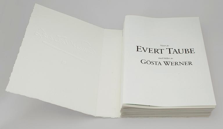 GÖSTA WERNER, litografier, "Visor av Evert Taube med bilder av Gösta Werner", sign, Galerie Aix, Stockholm 1989.