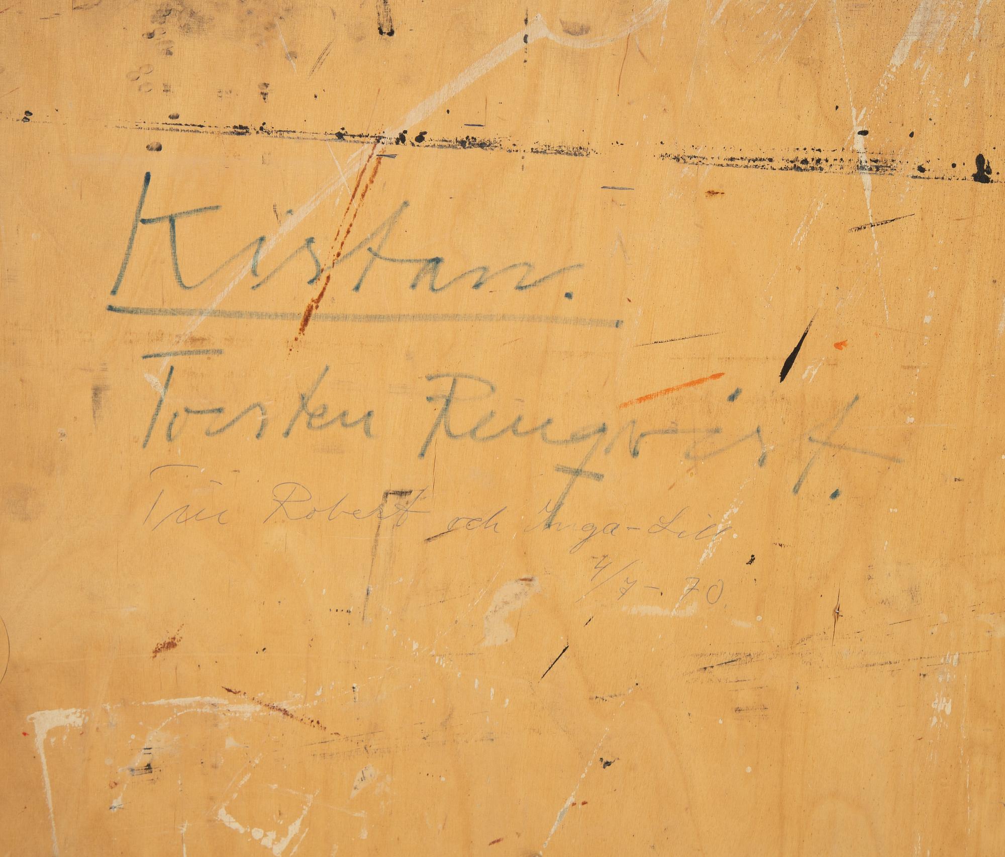 Torsten Renqvist, assemblage i låda, a tergo signerad.