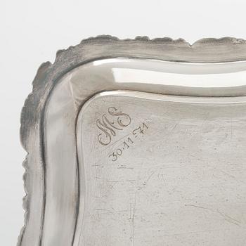 A silver tray, maker's mark of Adolf Sper, Saint Petersburg 1840.