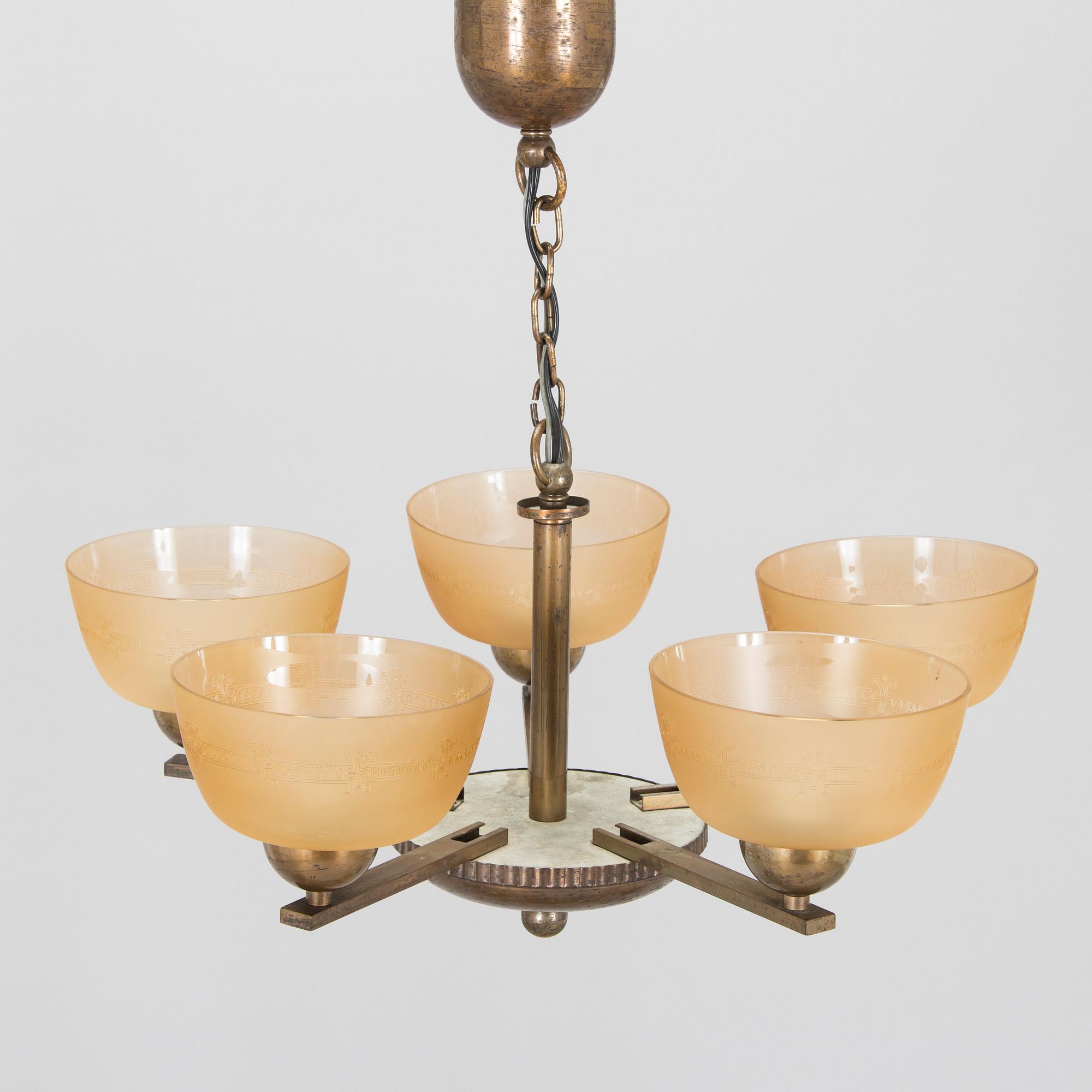 Paavo Tynell, A model 1409/5 ceiling lamp, Taito 1930s.
