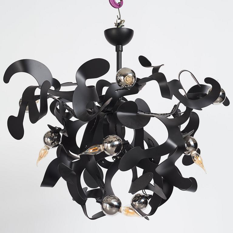 William Brand & Annet van Egmond, a black metal 'Kelp' ceiling lamp, Brand Van Egmond, 21st century.