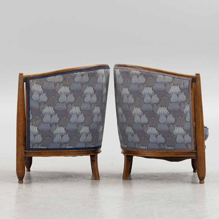 Paul Follot, attributed, a pair of armchairs, first half of the 20th century.