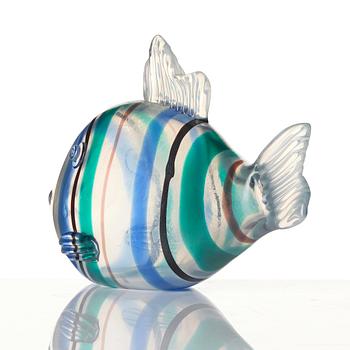 Tyra Lundgren, skulptur, "Pesce a Fasce di Colori", modell 2603, glas, Venini, Murano, Italien, sannolikt utförd under tidigt 1950-tal.