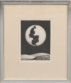 VÄINÖ ROUVINEN, litografia, signeerattu ja päivätty -73.