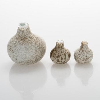 Oiva Toikka, fåglar, glas, 3 st, signerade.