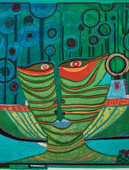 Friedensreich Hundertwasser, the complete portfolio comprising 10 silkscreens in colours with metallic imprints.