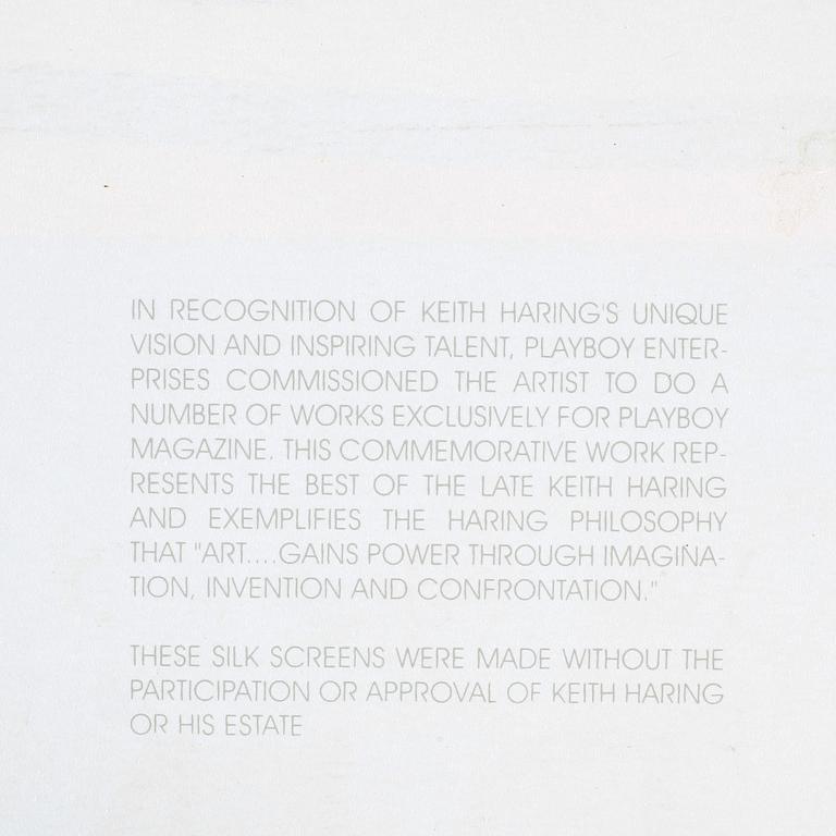 KEITH HARING (Efter), färgserigrafi, utgiven av Special Editions Limited för Playboy, 1991.