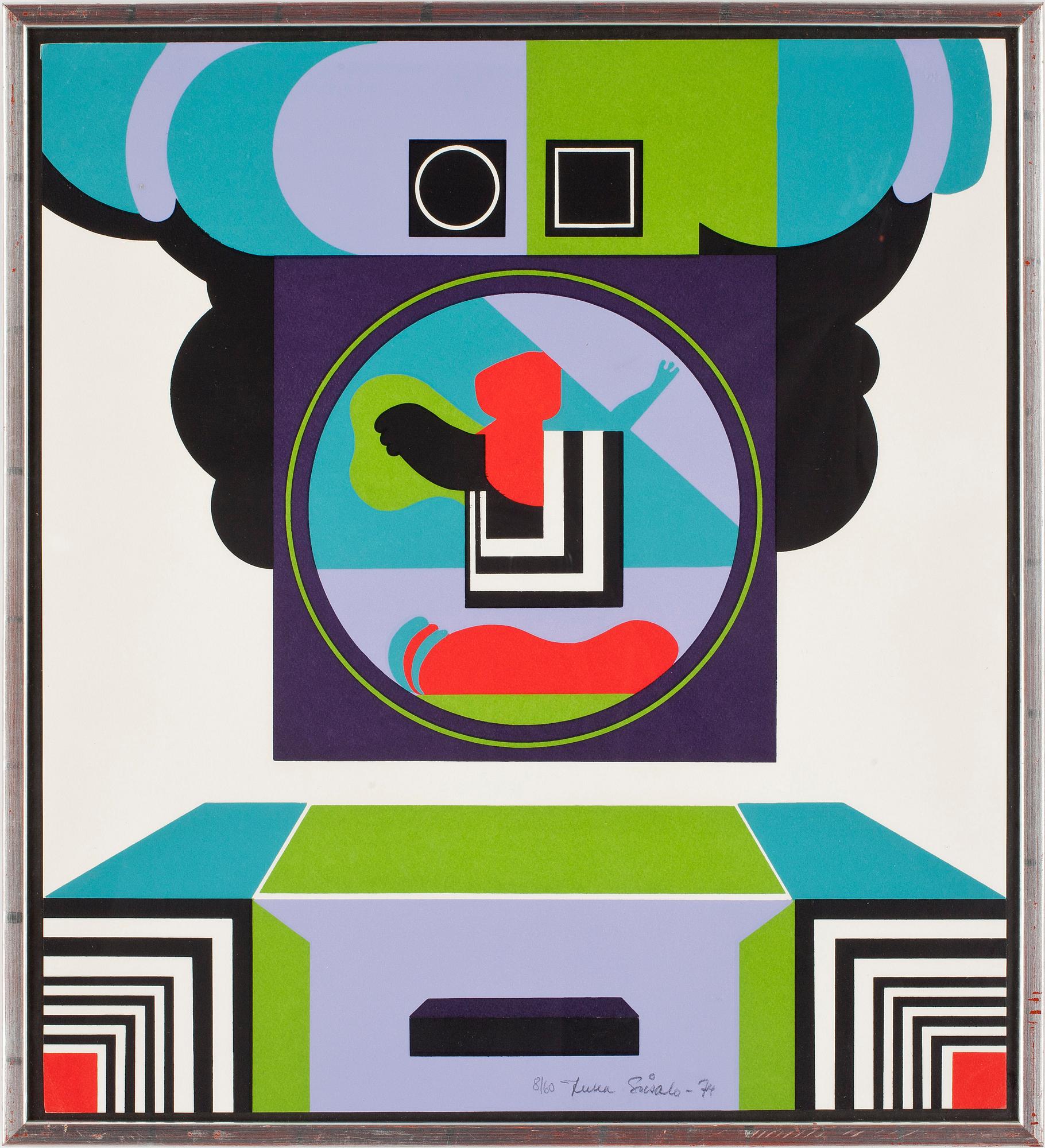 JUHA SOISALO, seriegrafi, sign o numr 8/60, dat -74.