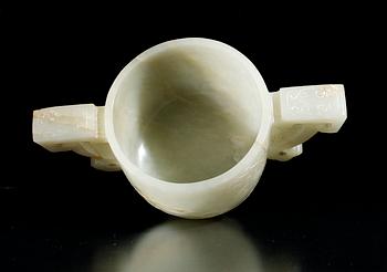 A 20th cent firts half Chinese nefrit libation cup.