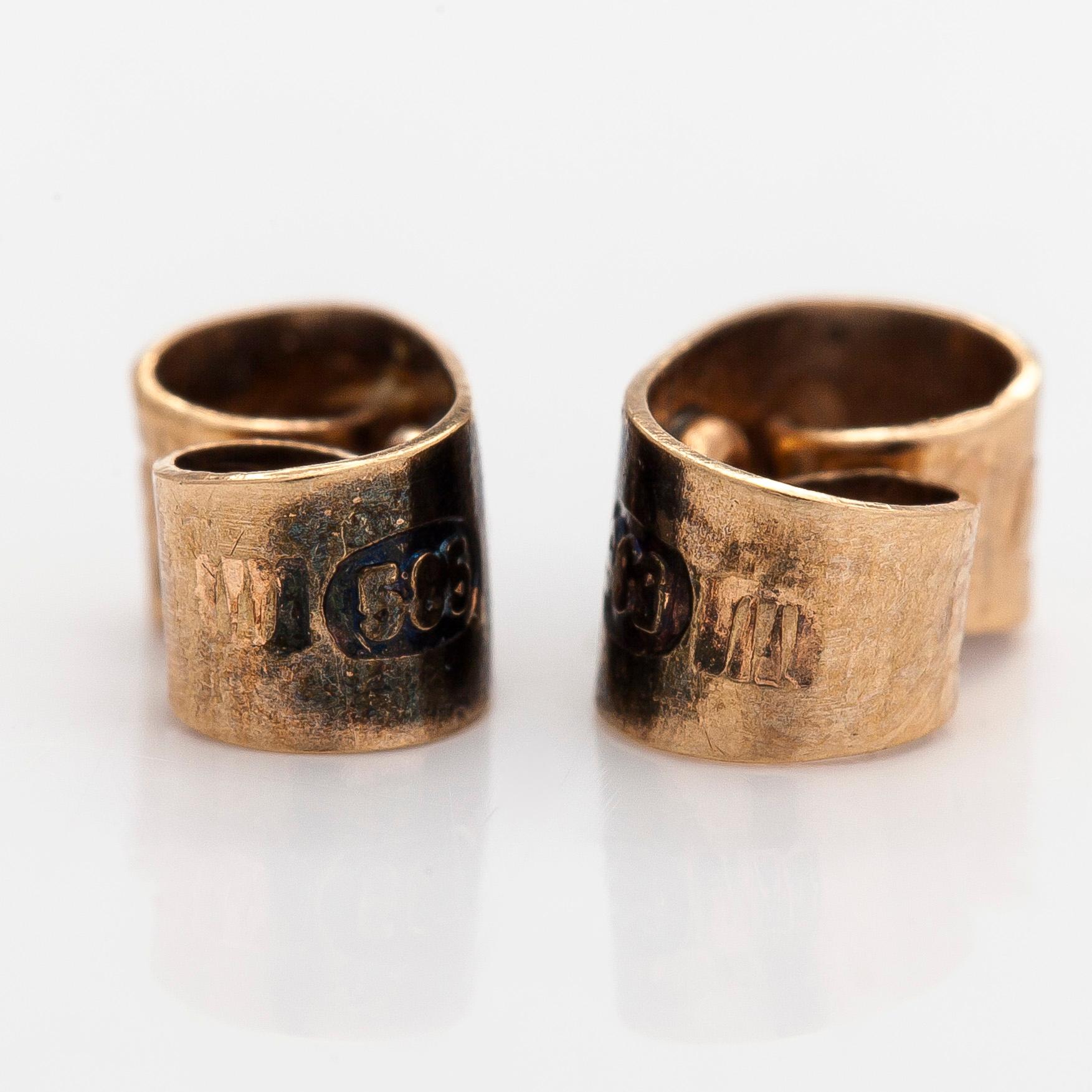 Björn Weckström, korvakorut, "Kultatorni", 14K kultaa, Lapponia.