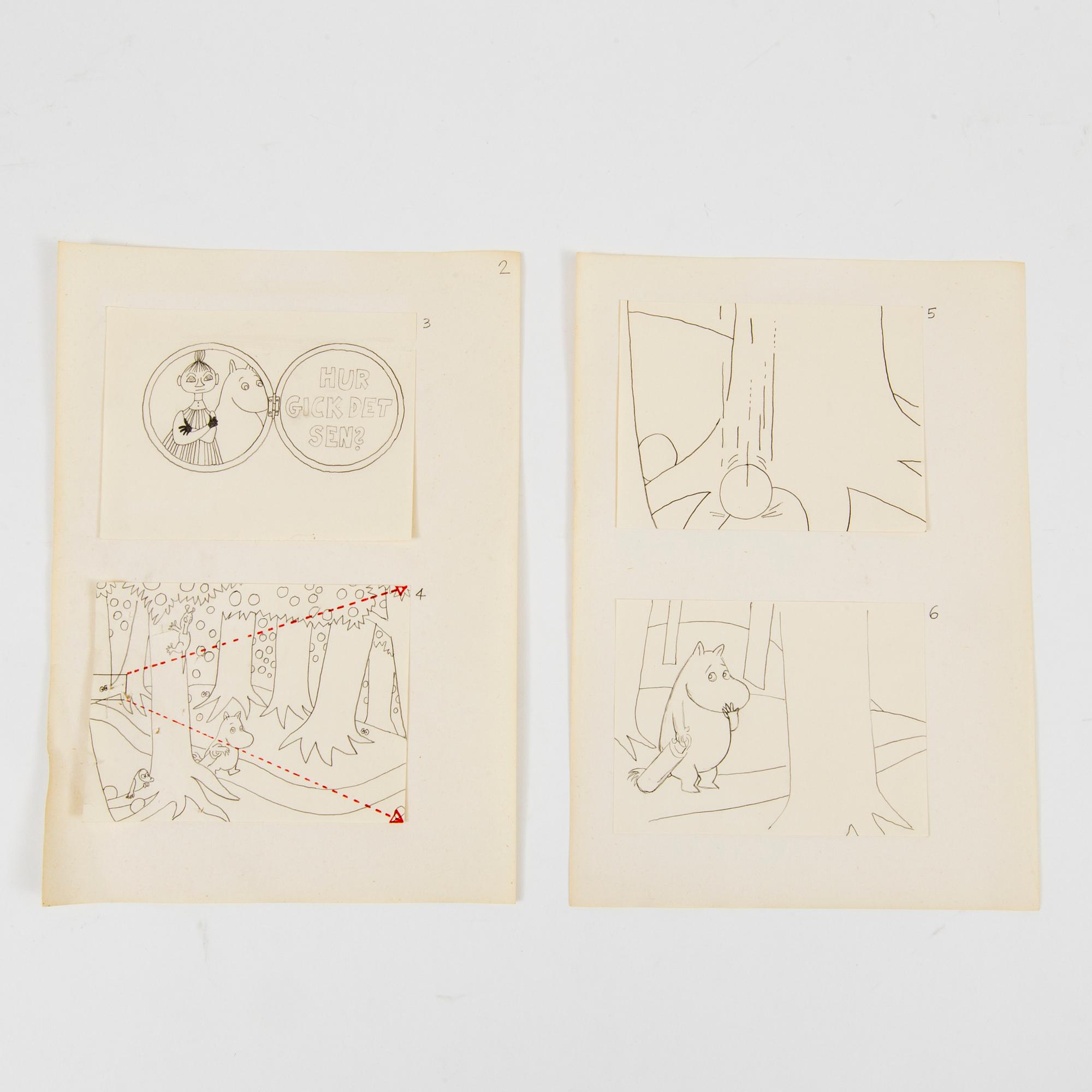 JAROMIR WESLEY, 49 pencil drawings "Mumintrollet: Hur gick det sen?", 1993. Not signed.
