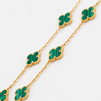 A Van Cleef & Arpels Alhambra malachite necklace in 18K gold.