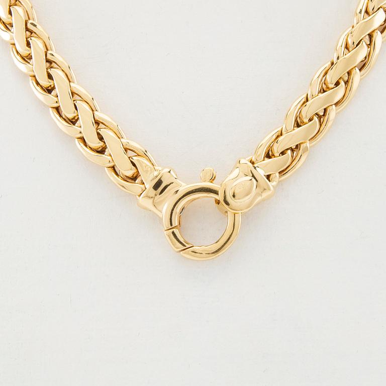 Necklace with a flattened fantasy link in 18K gold.