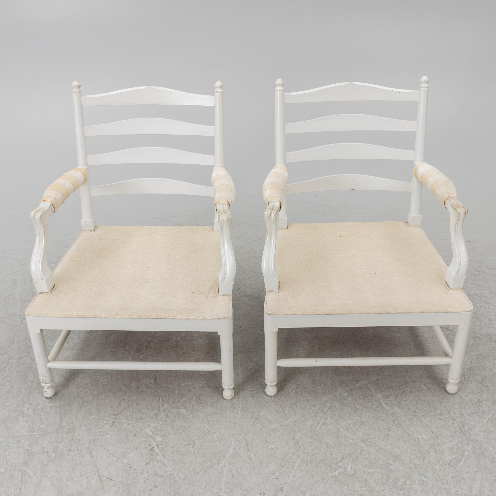 Armchairs a pair, Gustavian style, so-called Gripsholm chairs, 20th century.