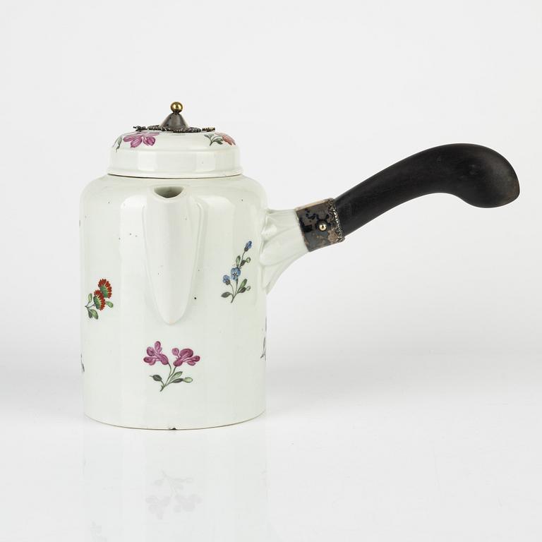 A German Chocolate pot with cover, 19th Century.