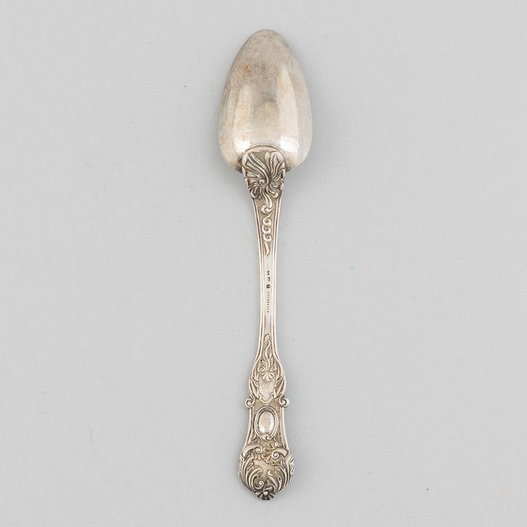 A Swedish silver serving spoon, mark of Adolf Zethelius, Stockholm 1846.