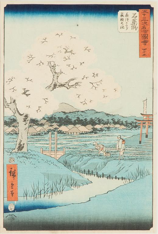 Ando Utagawa Hiroshige, after, two woodblock prints.