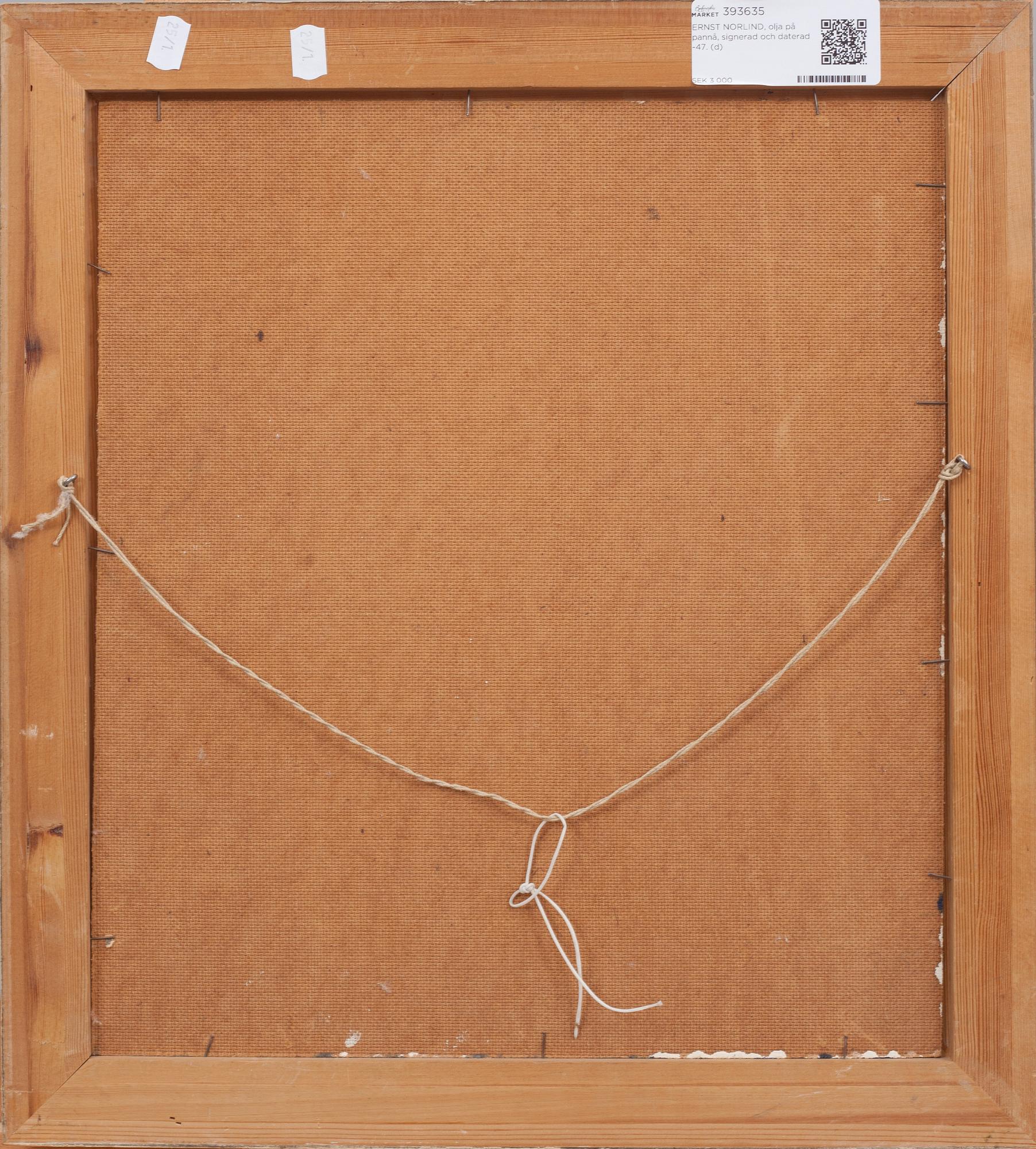 ERNST NORLIND, olja på pannå, signerad och daterad -47.