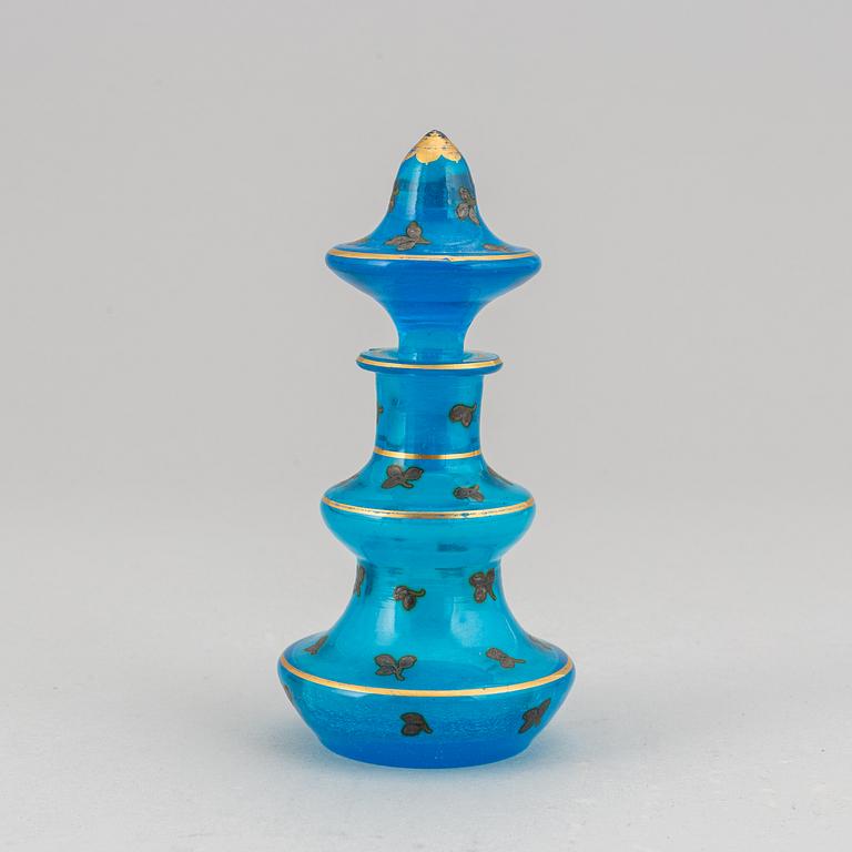 A set of three Russian turkoise glass ware, 19th Century.