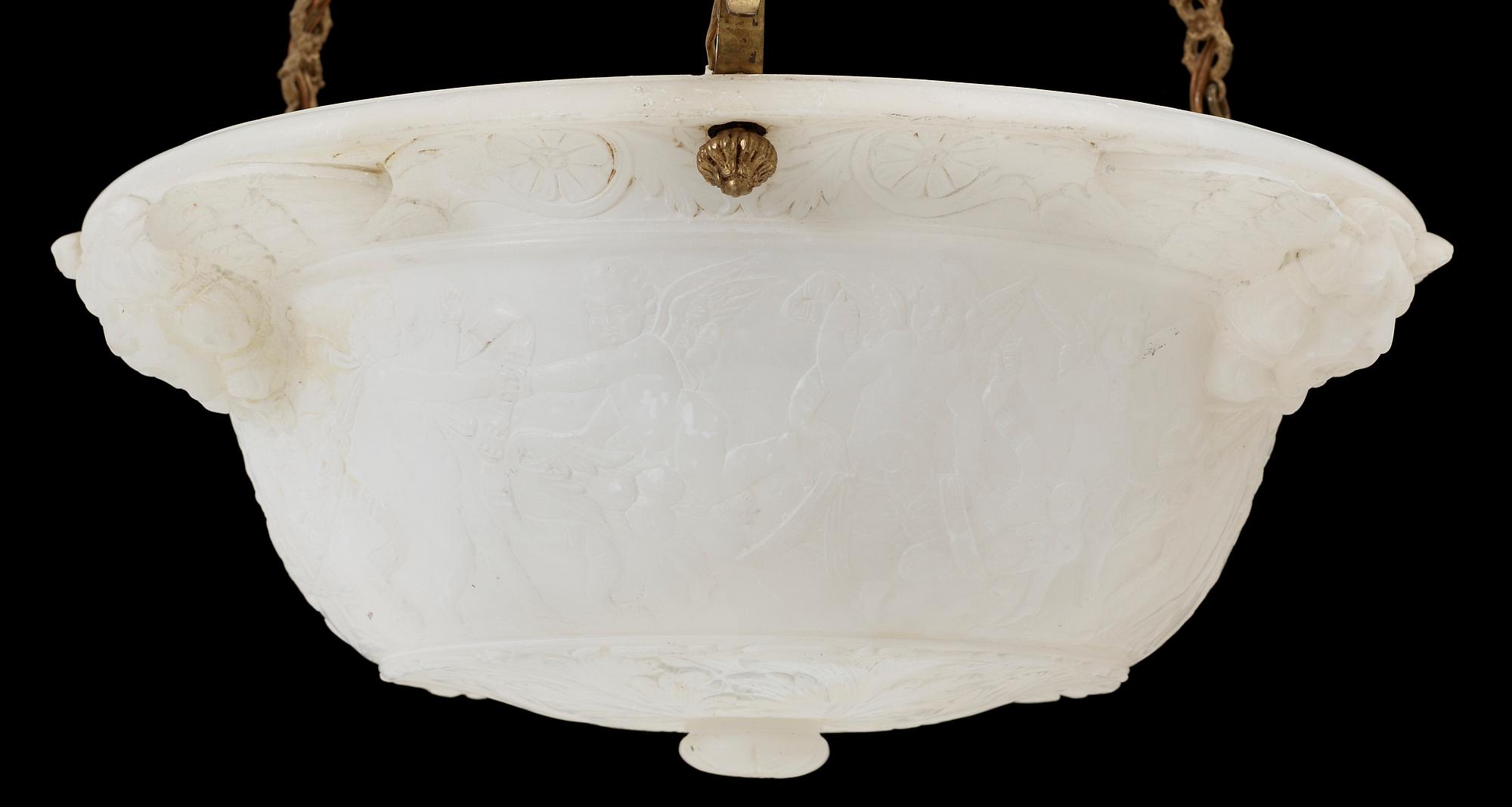 TAKAMPEL, alabaster. Empirestil, 1800-tal. H 105.