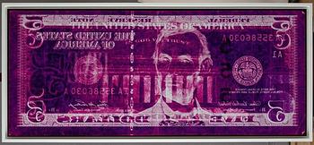 David LaChapelle, "Negative Currency: Five Dollar Bill Used As Negative", New York 1998-2008.