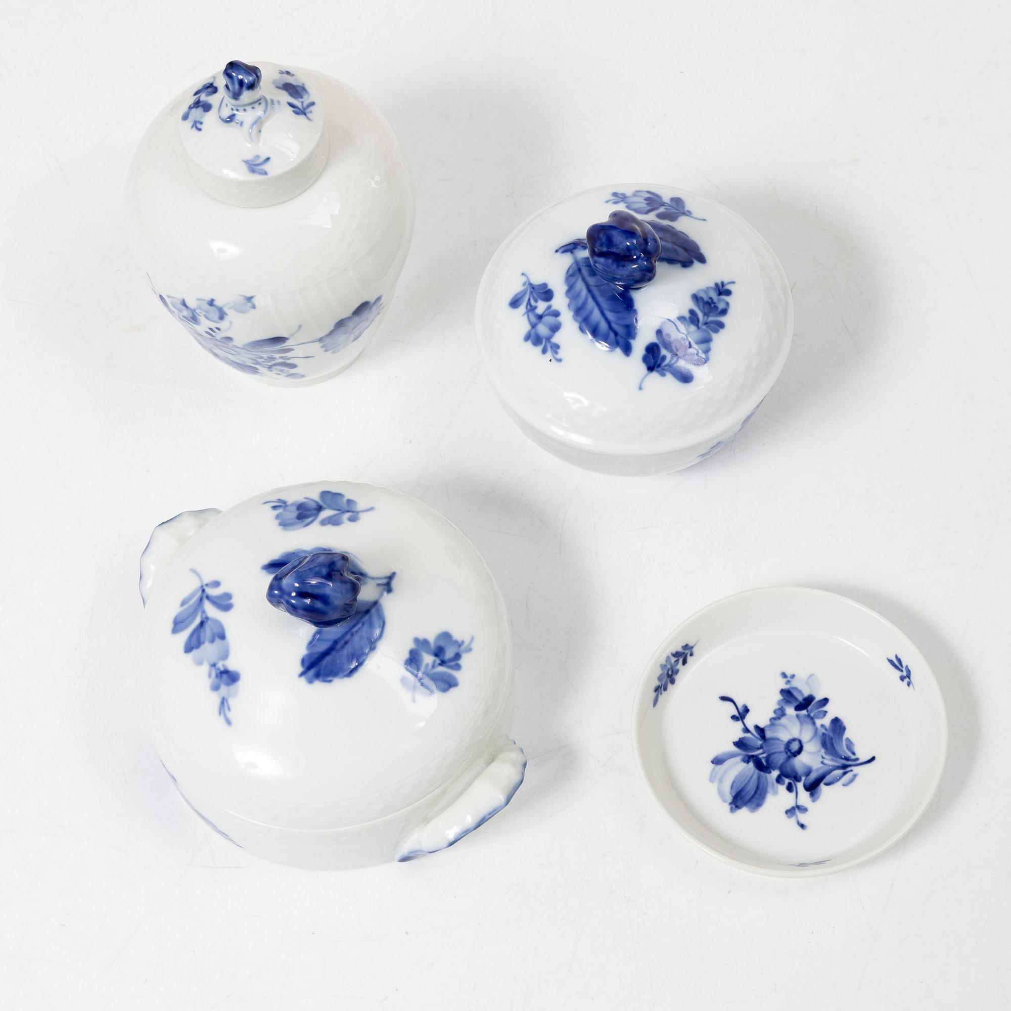 A Royal Copenhagen 'Blå blomst' part service, Denmark, 20th century. (44 pieces).