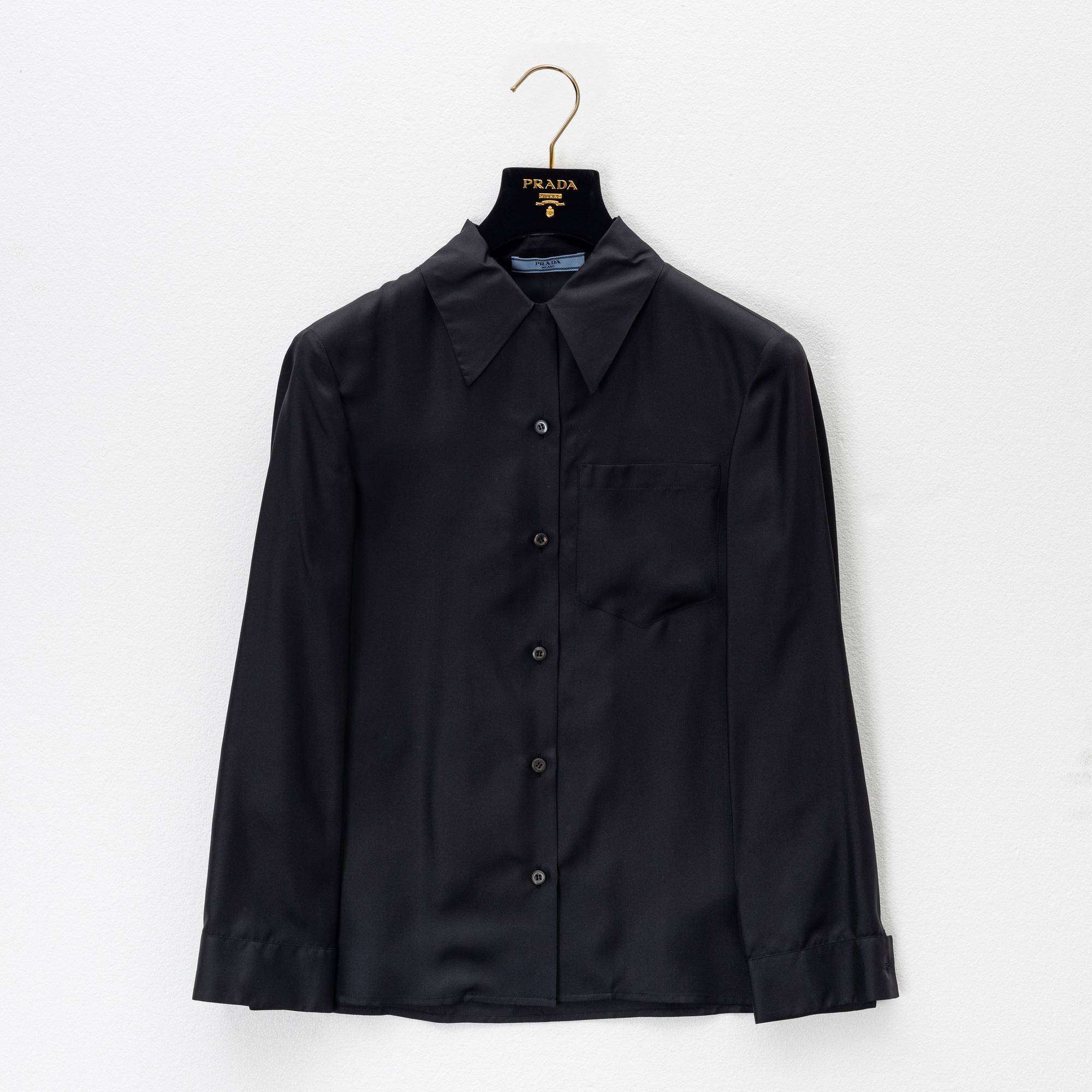 Prada, a black silk blouse, size 36.