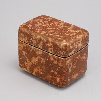 Hans Hedberg, a glazed ceramic lidded box, Biot, France, signed Hbg.