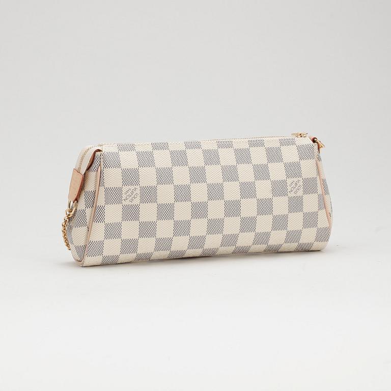 LOUIS VUITTON, a damier azur "Eva clutch" shoulder and evening bag with an extra leather strap.