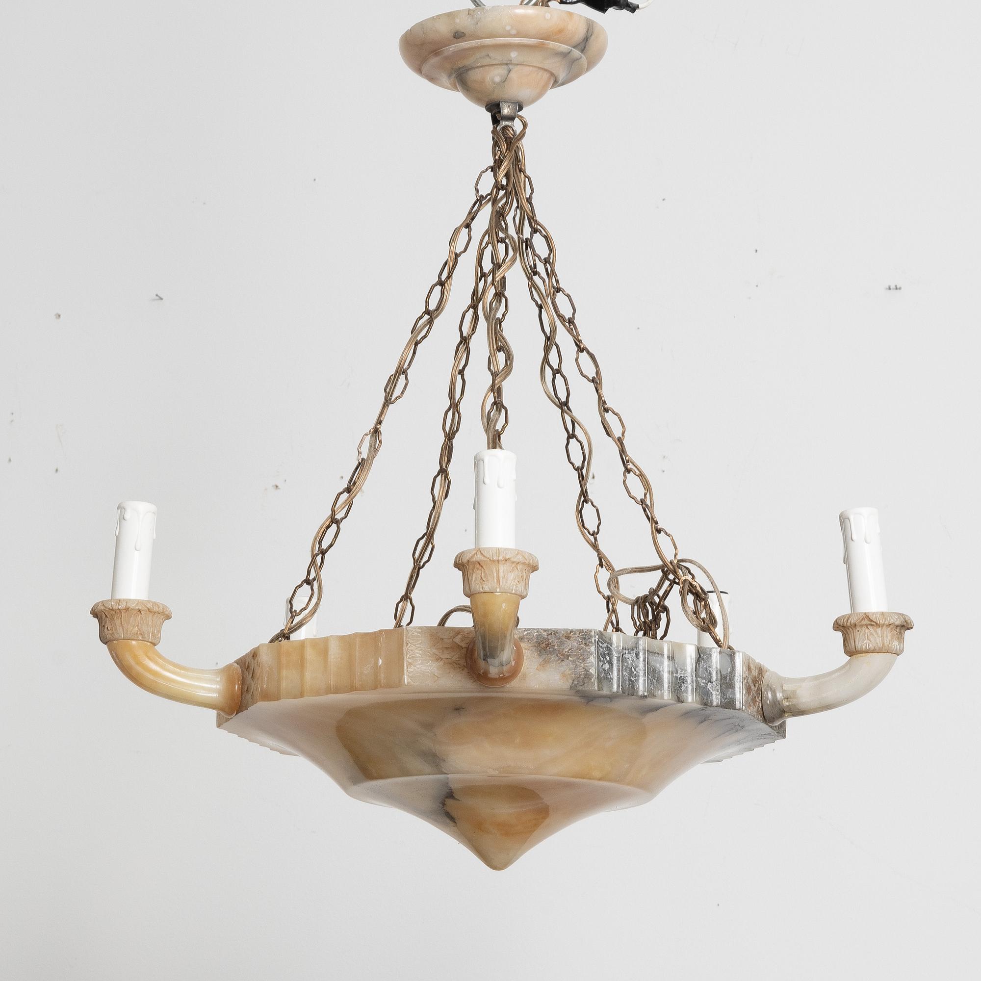 An alabaster ceiling lamp, 1920s.