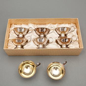 PUNCHKOPPAR, 8 st, silver, majoriteten från GAB, Stockholm 1961 - 63. Total vikt ca 325 g.