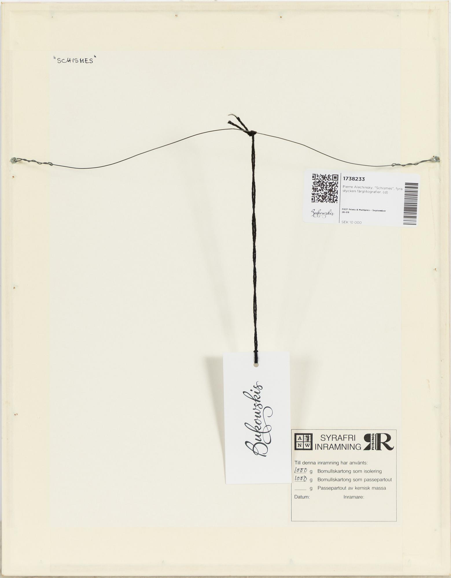 Pierre Alechinsky, "Schismes", fyra stycken färglitografier.